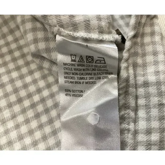 Peace Love World Boheme Check Plaid Button Front Pleated Top size XL - Picture 7 of 8